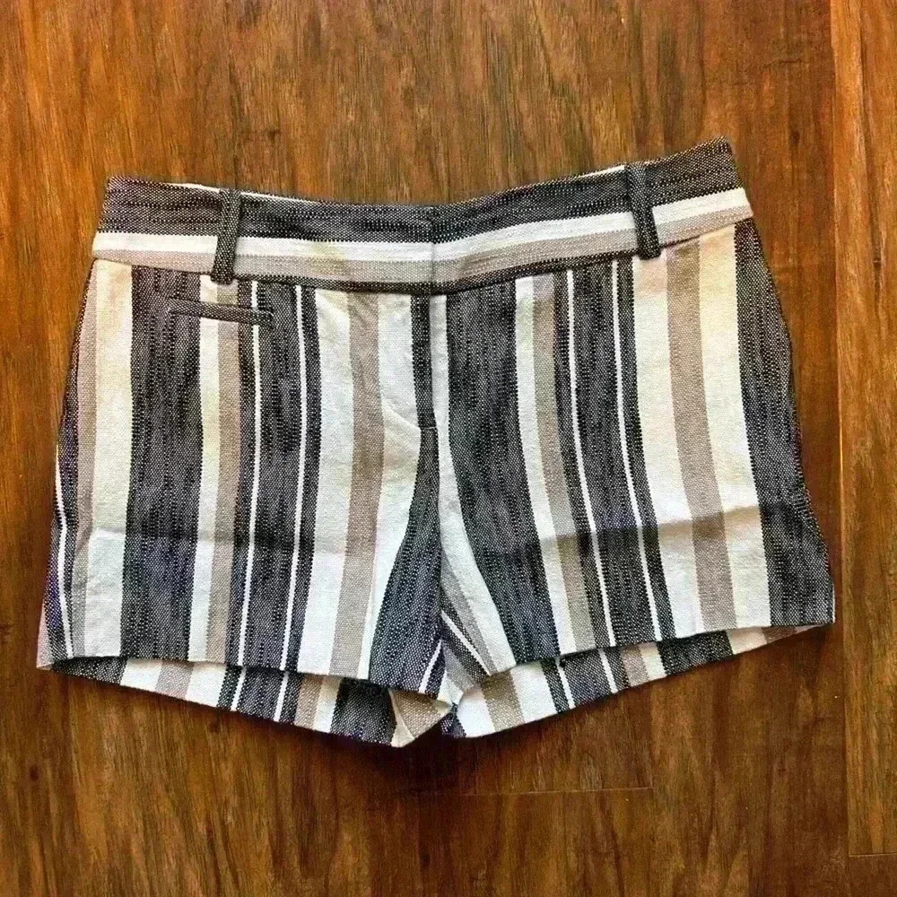 100% Cotton Shorts Pockets Multicolored Stripes Coastal Casual Summer Resort